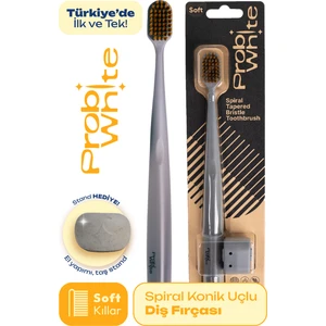 Probi White Probiwhite Spiral Uçlu Diş Fırçası (Gri) + Özel Tasarım Taş Stant