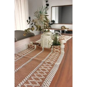 Nona Mino Pamuklu Şal Motif Dantel Örgü Runner 35X150