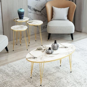 Mhrgroup Cma Beyaz Gold Orta Sehpa Seti,zigon Sehpa Seti 4lü Zigon Set