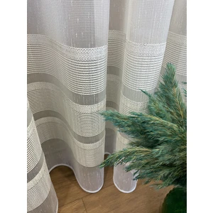 Modern Şantuklu 2 Sıra Bantlı 1/2,5 Pile - Ekru/gümüş Simli Tül Perde