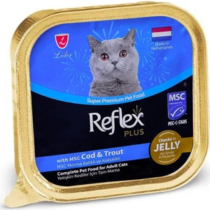 Reflex Plus Jöle Içinde Et Parçacıklı Morina Balıklı ve Alabalıklı Kedi Konservesi 85 gr