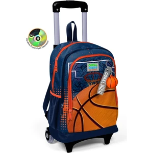 Coral High Kids Turuncu Lacivert Basketbol Desenli Üç Bölmeli Çekçekli Okul Sırt Çantası 23966