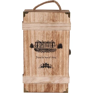 Vintage Ahşap 2 Kırmızı Şarap Şişesi Kutusu Taşıyıcı Sandık Vaka Depolama Taşıma Ekran Tutucu Doğum Günü Partisi No Hediyesi (Yurt Dışından)