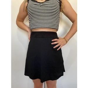 Siyah Bürümcük Yazlık Şort Etek