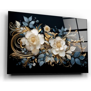 Modern Soyut Çiçekler Cam Tablo
