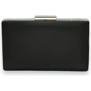 Siyah Renk Çizilmez Saten Abiye Çanta Gece Çantası Nişan Düğün Çantası El Çantası