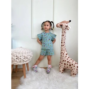 Jolly Kids Kız Çocuk 3-10 Yaş Kelebek Desen Fitilli Şortlu Takım
