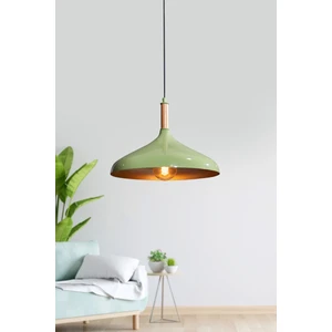 Ufo Tekli  Yeşil Metal Sarkıt Avize Ahşap Parçalı