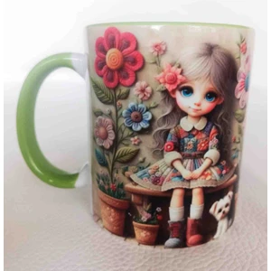 Mugs And Love Sevimli Kız 3D Baskı Büyük Boy Kupa