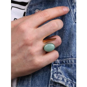 Esha Store Doğal Taş Yeşil Akik Doğal Taşlı Ayarlanabilir Yüzük EUY2YA