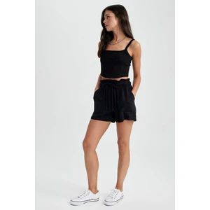 Regular Fit Beli Bağcıklı Viskon Şort X4721AZ23SM