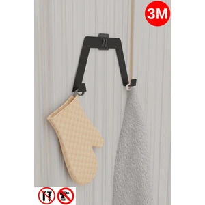 3m Yapışkanlı Siyah Çift Kancalı Askılık, Bornoz Askısı, Mutfak Banyo Askısı MT88S