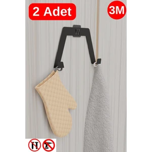 3m Yapışkanlı Siyah Çift Kancalı Askılık, Bornoz Askı, Mutfak Banyo Askısı (2 Adet) MT89S