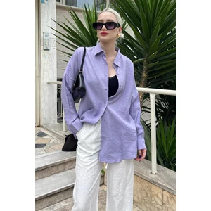 Lila Uzun Kollu Oversize Gömlek MG2003
