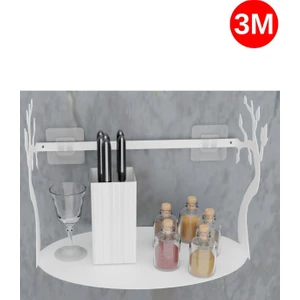 Yapışkanlı Beyaz Yaprak Desenli Banyo Düzenleyici, Mutfak Düzenleyici, Banyo Organizer 3m Yapışkanlı Tasarım MT85B
