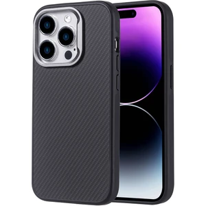 Case 4u Apple iPhone 14 Pro Max Kılıf Magsafe Şarj Özellikli Karbon Fiber Görünümlü Troy Kapak Siyah