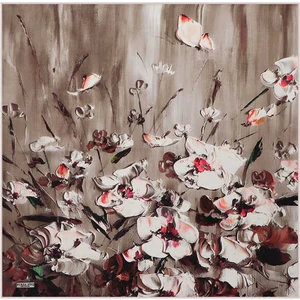 Bursa İpek Vizon Anemon Desen Ipek Mendil