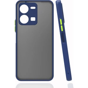 Case 4u Vivo Y35 Kılıf Kamera Korumalı Mat Renkli Buzlu Hux Silikon Lacivert
