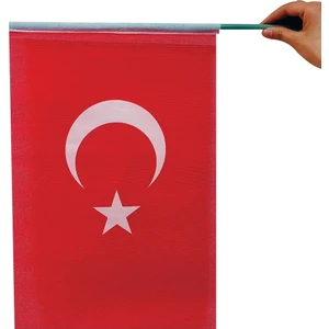 Sina Filamax (10 Adet ) 20X30 cm Pikment Raşel Kumaş Sopalı Türk Bayrağı
