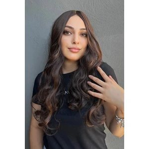 Caş Dekorasyon Kahverengi Renk Dalgalı Peruk