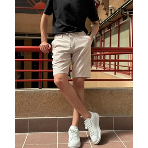 Erkek, Bel Bağcıklı, Regular Fit, Old Money Culture, Pamuklu, Keten Dokuma Şort 24INP284