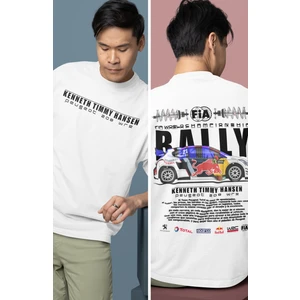 Fuddy Moda Oversize Team Peugeot-Hansen Timmy Hansen Sırt Baskılı Rally T-Shirt