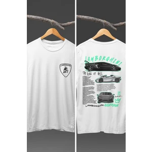Fuddy Moda Unisex Lamborghini Aventador Sırt Baskılı T-Shirt, Racing Araba Yarış Temalı Baskılı Tişört