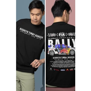 Fuddy Moda Oversize Team Peugeot-Hansen Timmy Hansen Sırt Baskılı Rally T-Shirt