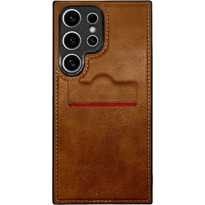 Samsung Galaxy S24 Kartlıklı Rich Boss Lüx Deri Kılıf Açık Kahve