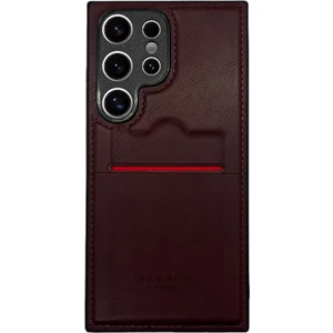 Samsung Galaxy S24 Plus Kartlıklı Rich Boss Lüx Deri Kılıf Koyu Kırmızı