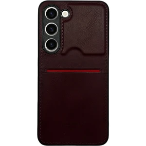 Samsung Galaxy S23 FE Kartlıklı Rich Boss Lüx Deri Kılıf Koyu Kırmızı
