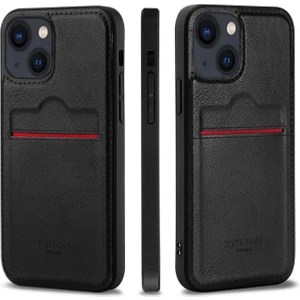 Piyasa Sepeti Apple iPhone 15 Kartlıklı Rich Boss Lüx Deri Kılıf Siyah