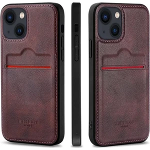 Apple iPhone 15 Plus Kartlıklı Rich Boss Lüx Deri Kılıf Koyu Kırmızı