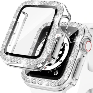 Apple Watch  ( 44MM ) Önü Cam Elmas Taşlı Zarif Tam Koruma Kılıf
