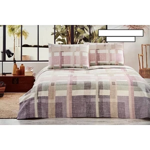 Plaid Moderno Çift Kişilik Pike Takımı Ranforce Pudra