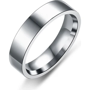6mm Parlak Düz Model Unisex Kadın Erkek Çelik Alyans Yüzük cl39