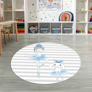 Napoli Home Dijital Baskılı Kaymaz Yıkanabilir Eğlenceli Yuvarlak Çocuk Odası Halısı, N-Y-Çocuk-09-Mavi,