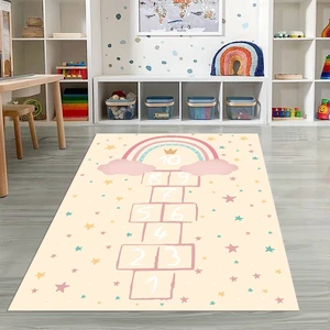 Napoli Home Dijital Baskılı Kaymaz Taban Yıkanabilir Eğlenceli Eğitici Çocuk Odası Halısı, N-Çocuk-12-Krem,