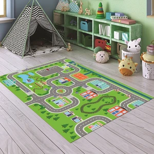 Napoli Home Dijital Baskılı Kaymaz Taban Yıkanabilir Eğlenceli Eğitici Çocuk Odası Halısı, N-Çocuk-47-Yeşil,