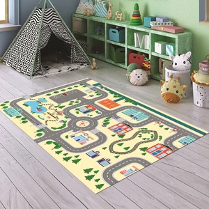 Napoli Home Dijital Baskılı Kaymaz Taban Yıkanabilir Eğlenceli Eğitici Çocuk Odası Halısı, N-Çocuk-47-Krem,