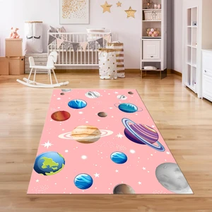 Napoli Home Dijital Baskılı Kaymaz Taban Yıkanabilir Eğlenceli Eğitici Çocuk Odası Halısı, N-Çocuk-38-Pembe,