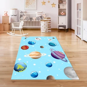Napoli Home Dijital Baskılı Kaymaz Taban Yıkanabilir Eğlenceli Eğitici Çocuk Odası Halısı, N-Çocuk-38-Mavi,