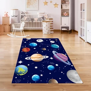 Napoli Home Dijital Baskılı Kaymaz Taban Yıkanabilir Eğlenceli Eğitici Çocuk Odası Halısı, N-Çocuk-38-Lacivert,