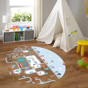 Napoli Home Dijital Baskılı Kaymaz Yıkanabilir Eğlenceli Yuvarlak Çocuk Odası Halısı, N-Y-Çocuk-19-Renkli,