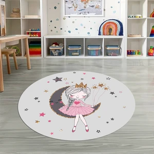 Napoli Home Dijital Baskılı Kaymaz Yıkanabilir Eğlenceli Yuvarlak Çocuk Odası Halısı, N-Y-Çocuk-13-Gri,