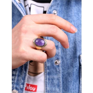 Esha Store Doğal Taş Ametist Doğal Taşlı Ayarlanabilir Yüzük Euyat