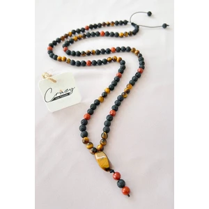 Kaplan Gözü-Jasper-Lav Taşı 70-80 cm Uzun Erkek Kolye