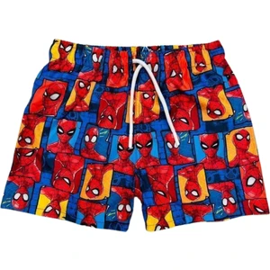 Erkek Çocuk Su Tutmaz Paraşüt Kumaş Spiderman Baskılı Bel Bağcıklı File Ağ Şort Mayo