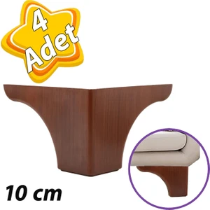 4 Adet Açelya 10 cm Ceviz Ahşap Desenli Lüx Mobilya Kanepe Sehpa Ünite Koltuk Ayağı Plastik Baza Ayak