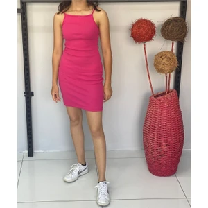 Bav Butik Ayvitrin Kadın Bisiklet Yaka Ip Askılı Elbise Yazlık Triko